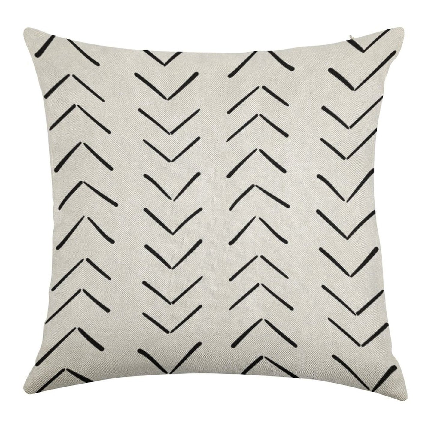 Boho Big Arrows in White And Black Linen Throw Pillow Cover