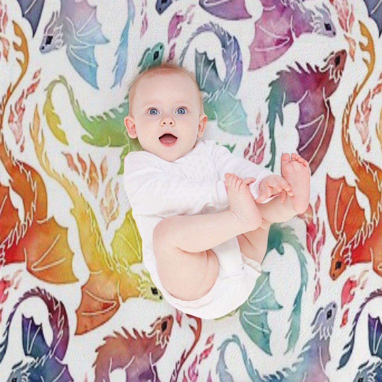 Dragon Fire Rainbow Throw Blanket