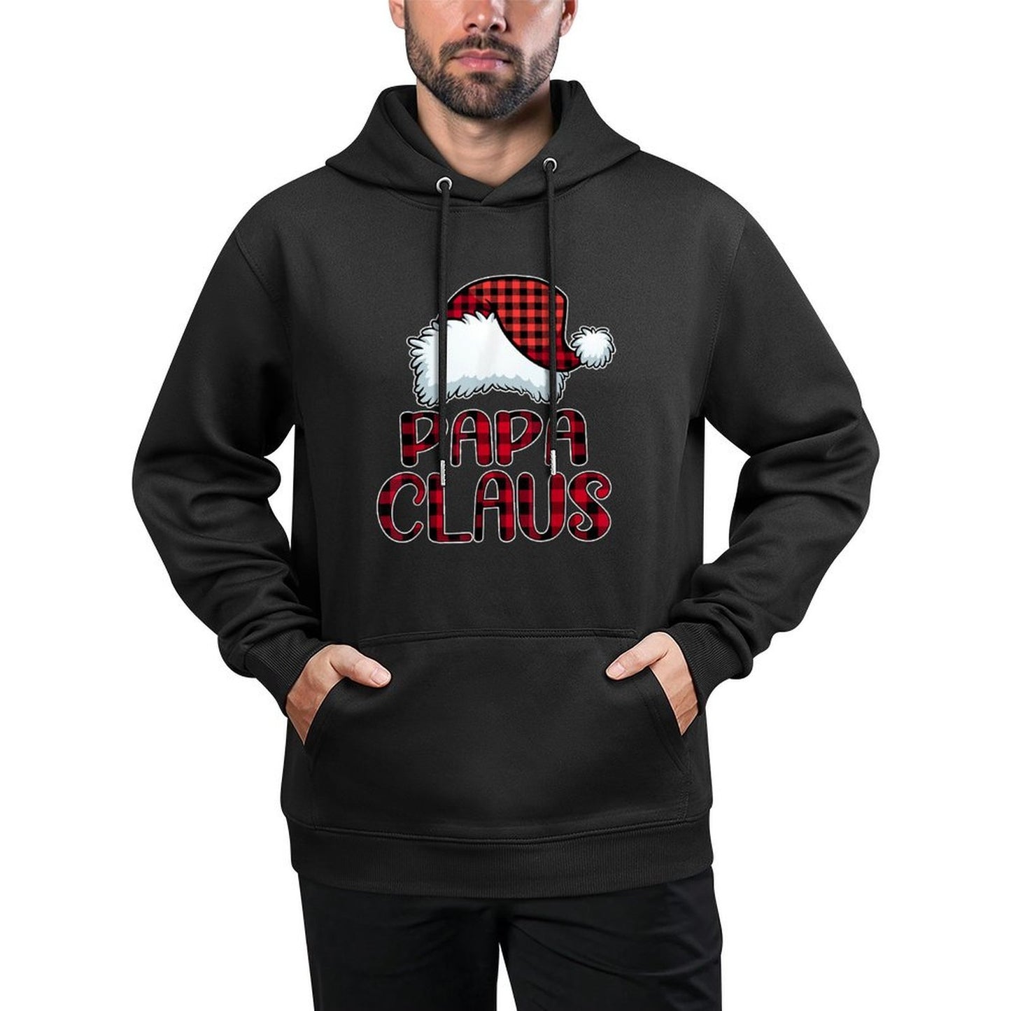 Papa Claus Funny Christmas Pajama Family Matching Kangaroo Pocket Hoodie