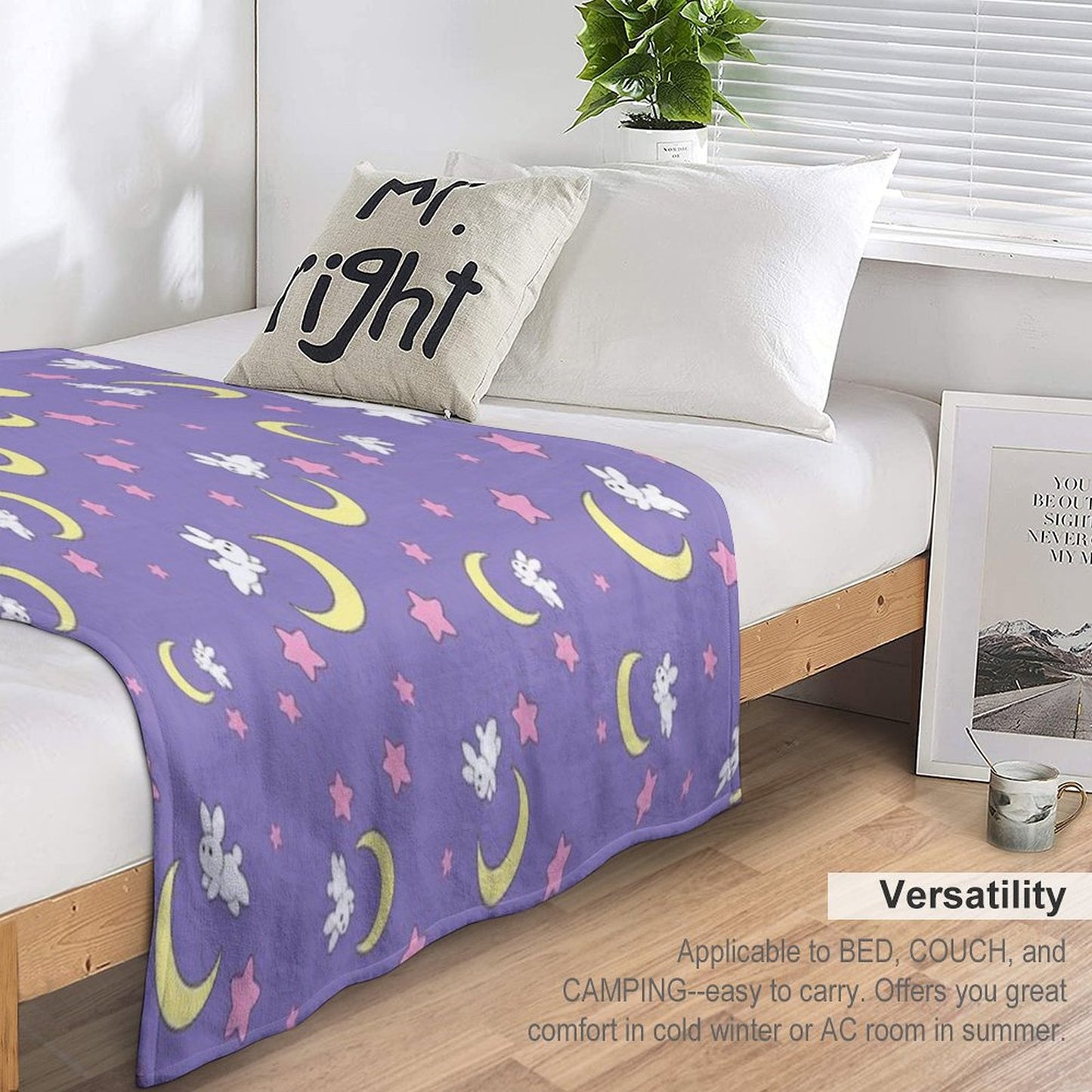 Rabbit of The Moon Throw Blanket