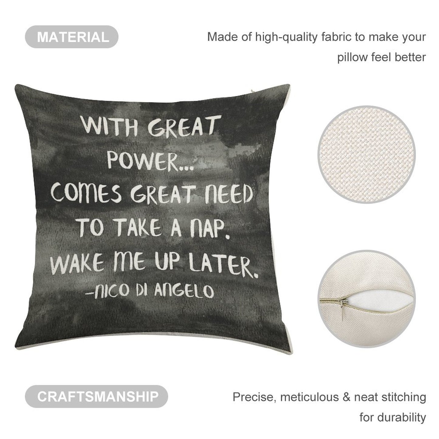 Naps Linen Throw Pillow Cover