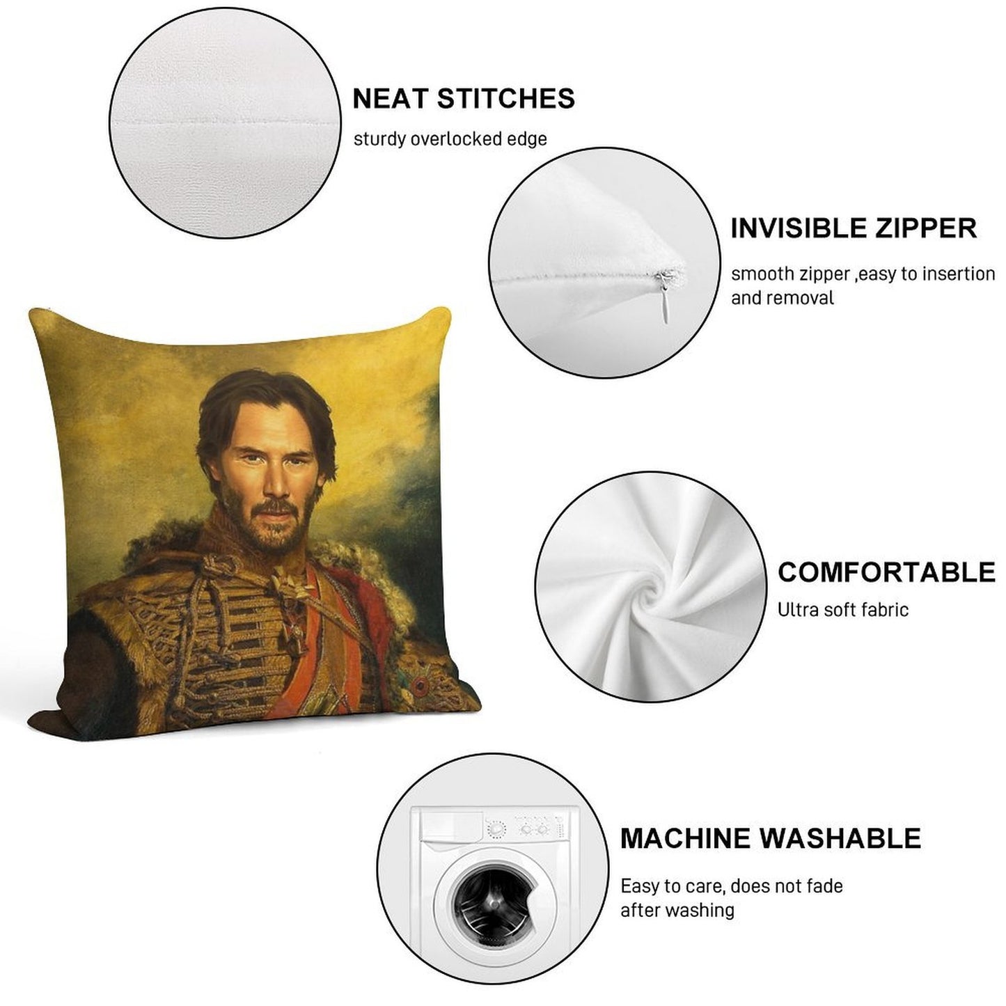 Keanu Reeves - Replaceface Soft Skin-Friendly Throw Pillow
