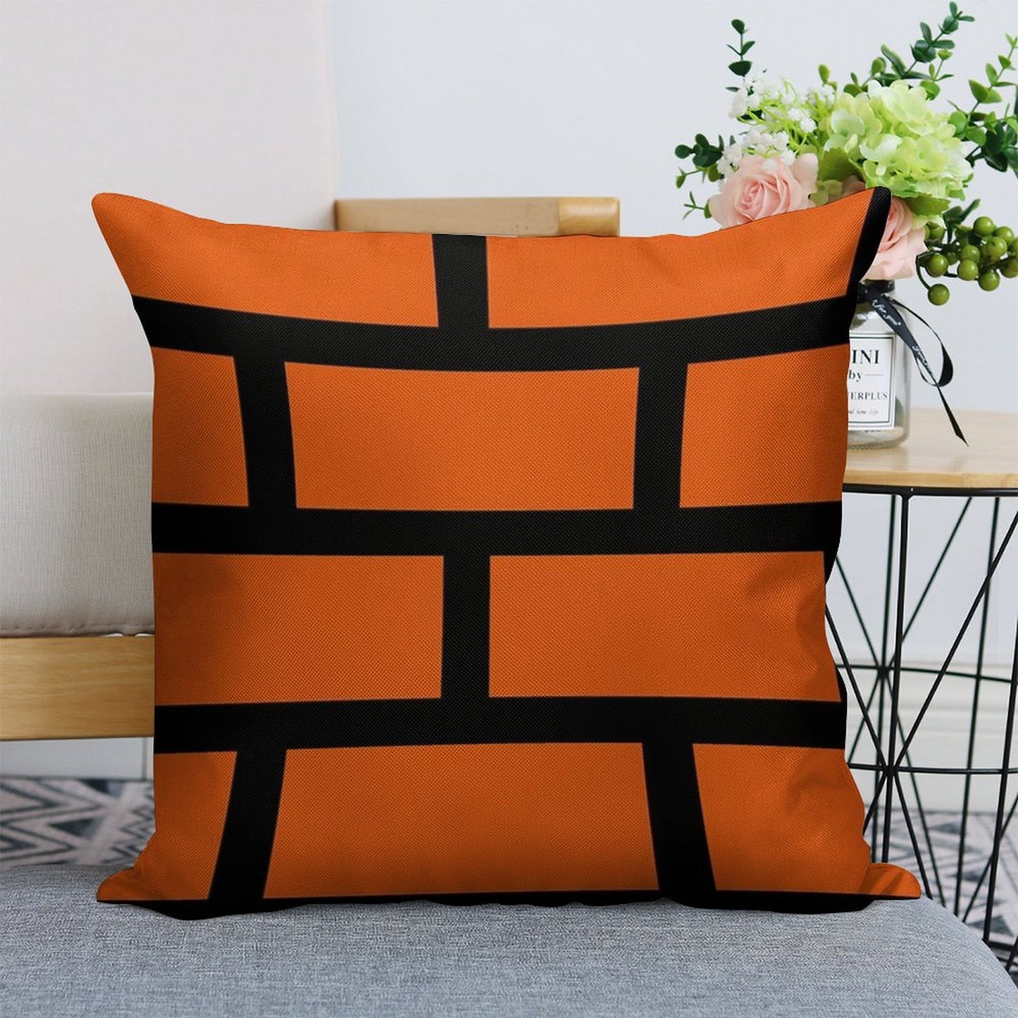 Brick Smash Linen Throw Pillow Cover