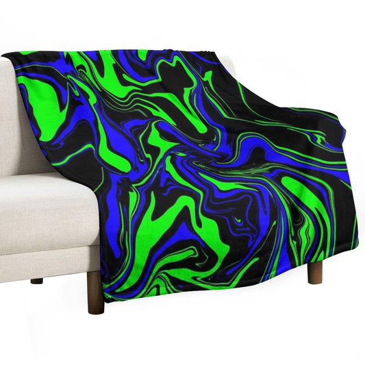 Blue Green And Black Oil Slick Throw Blanket