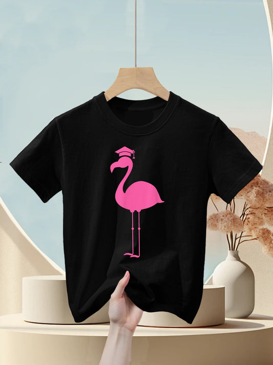 Graduate Cute Pink Flamingo Graduation Kids T-Shirt