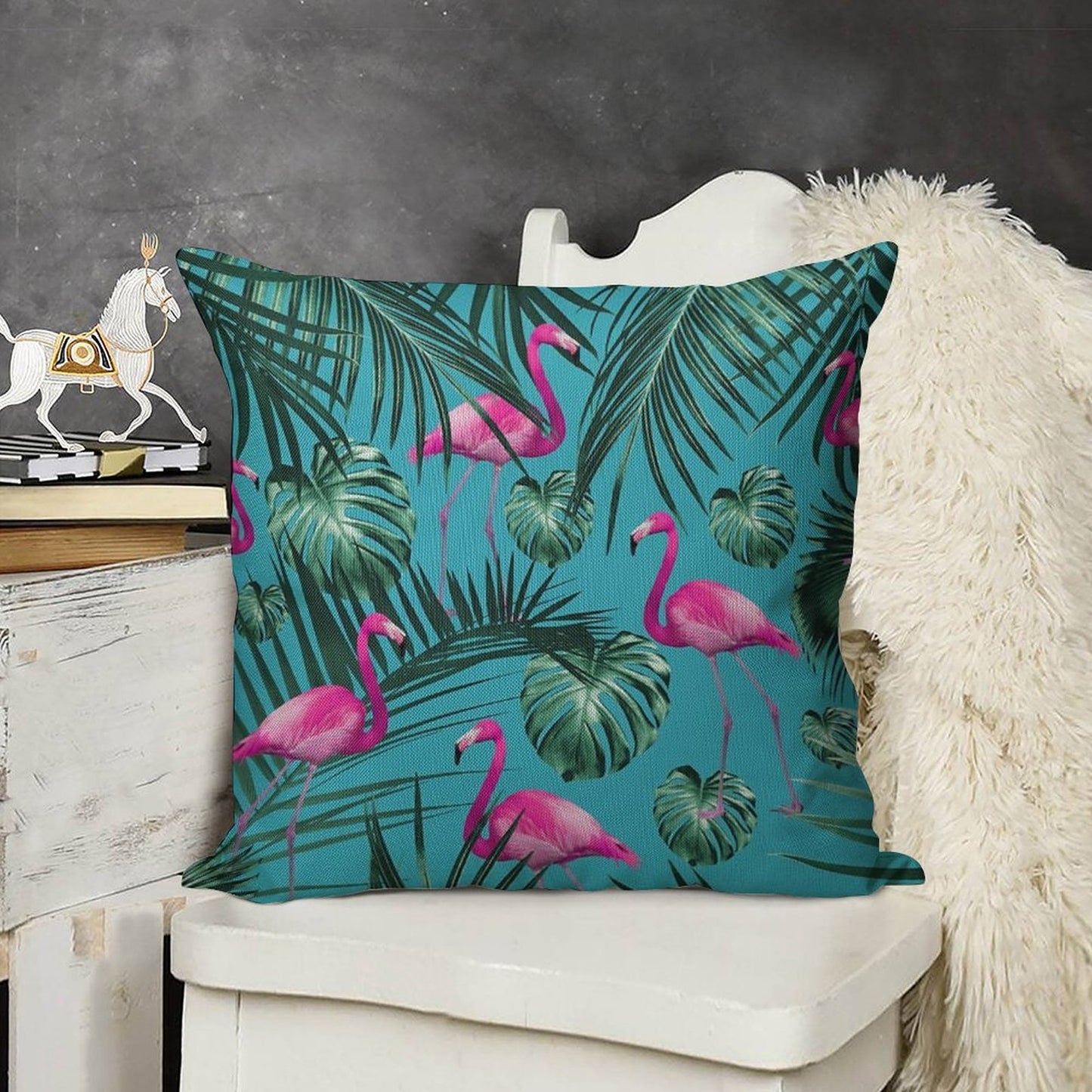Tropical Flamingo Pattern #4 #tropical #decor #art Linen Throw Pillow Cover
