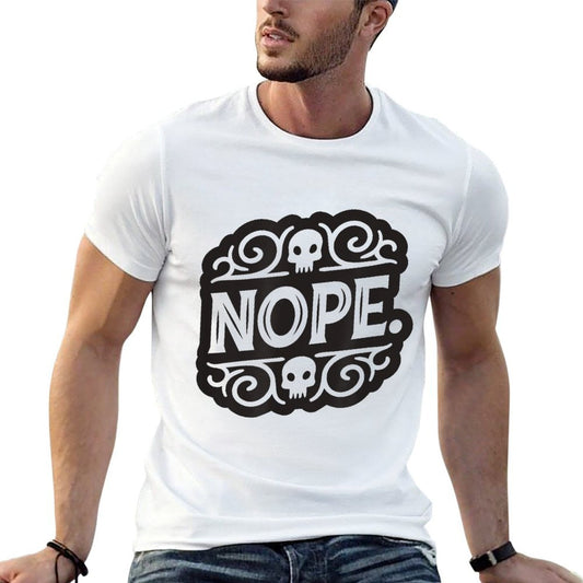 Nope Ribbed Collar T-Shirt