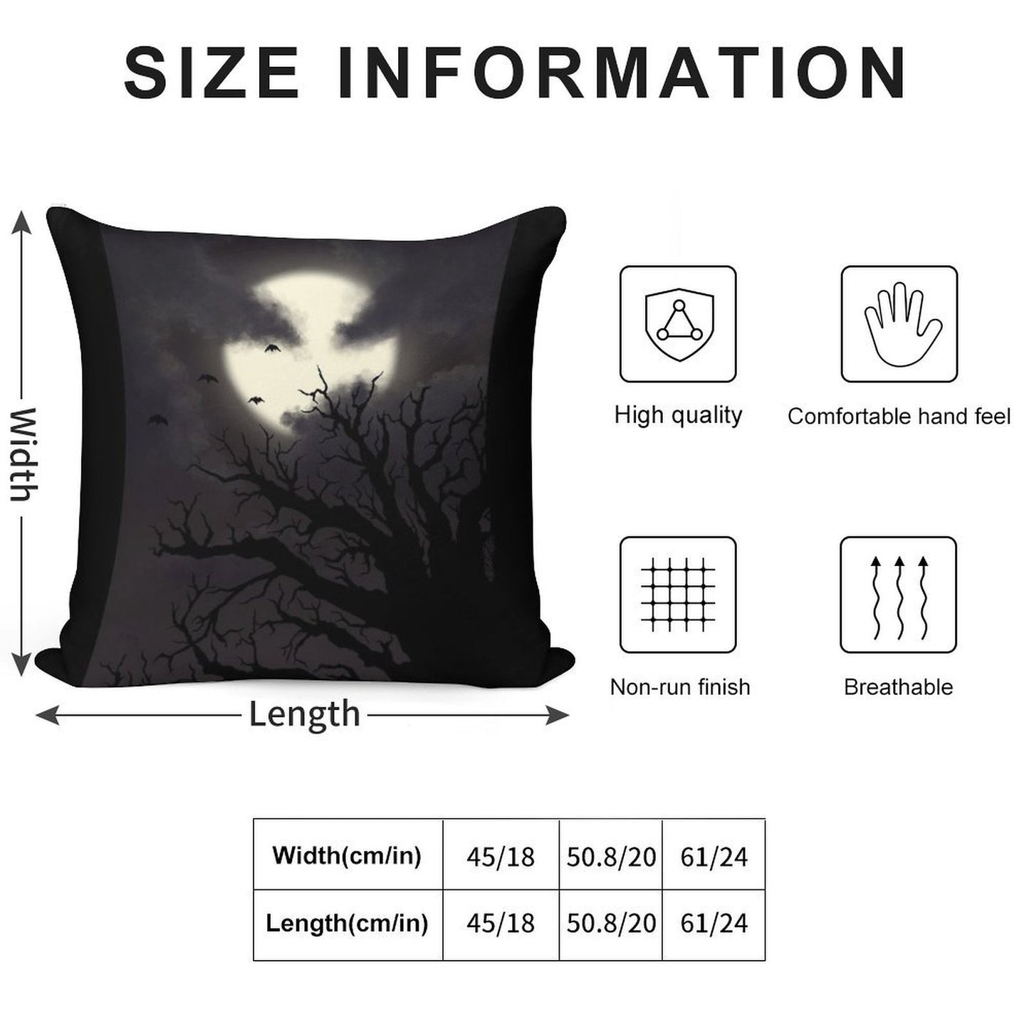 Spooky Night Sky Soft Durable Construction Throw Pillow