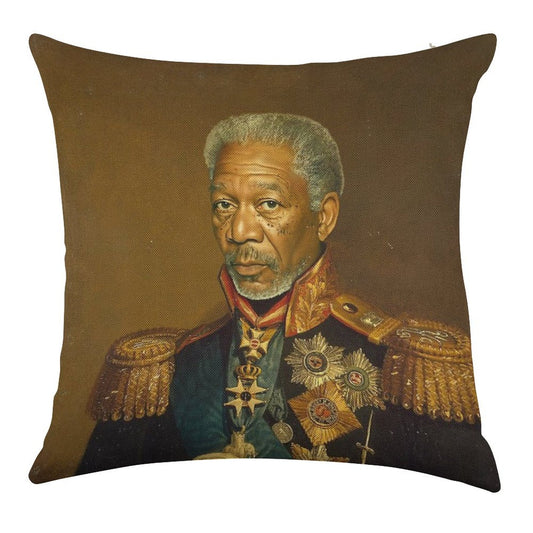 Morgan Freeman - Replaceface Linen Throw Pillow Cover