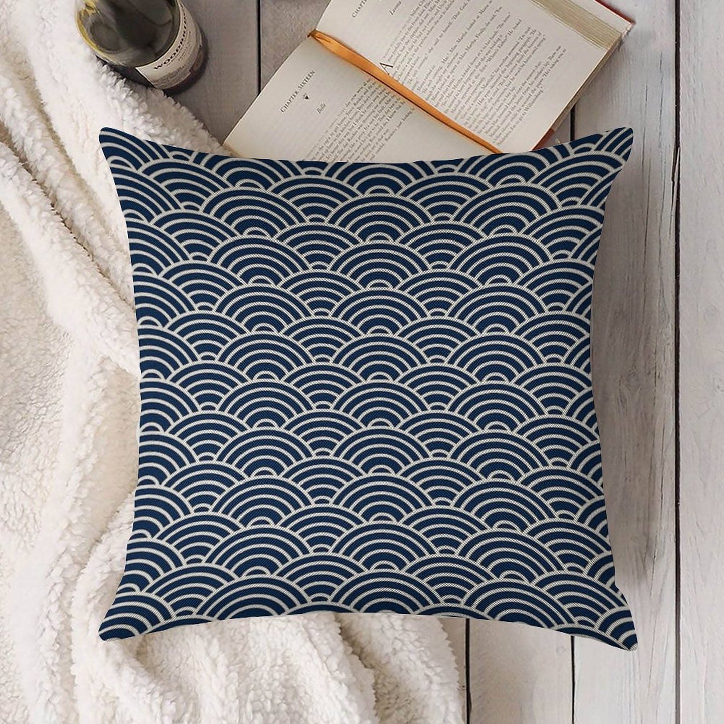 Seigaiha  Japanese Collection Linen Throw Pillow Cover
