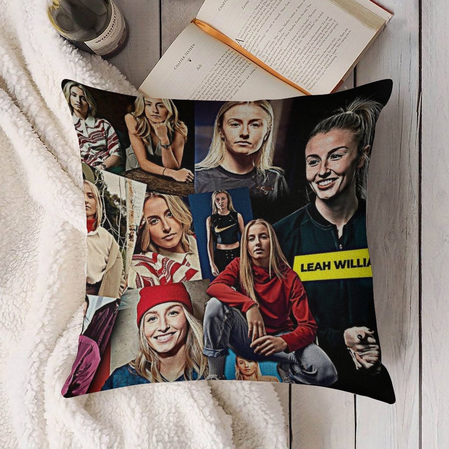 Leah Williamson Linen Throw Pillow Cover