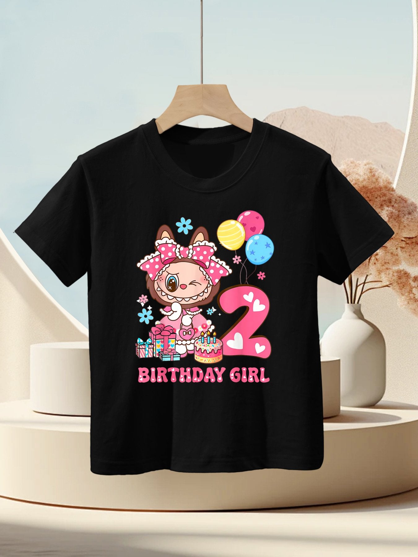 2nd Birthday Girls Kidsns Funny Labubu Kids T-Shirt