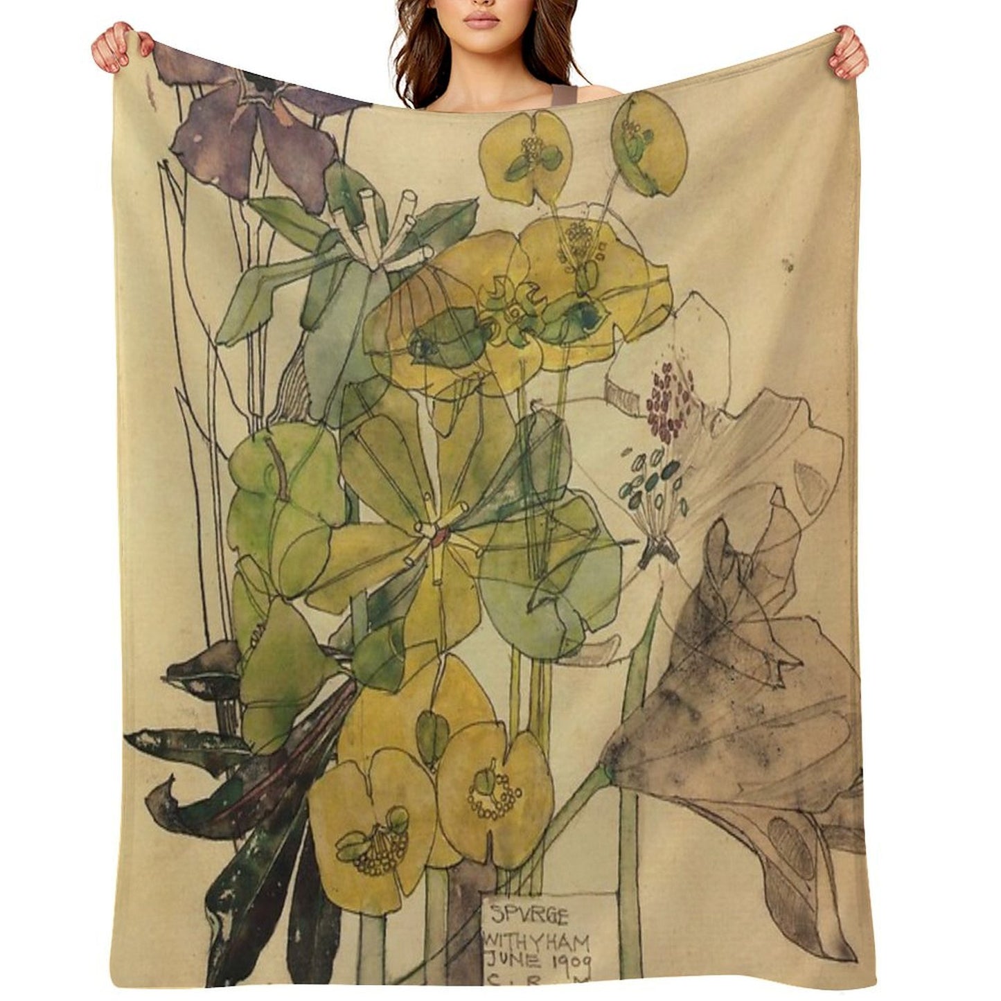 Spurge With Yham-Charles Rennie Mackintosh Throw Blanket