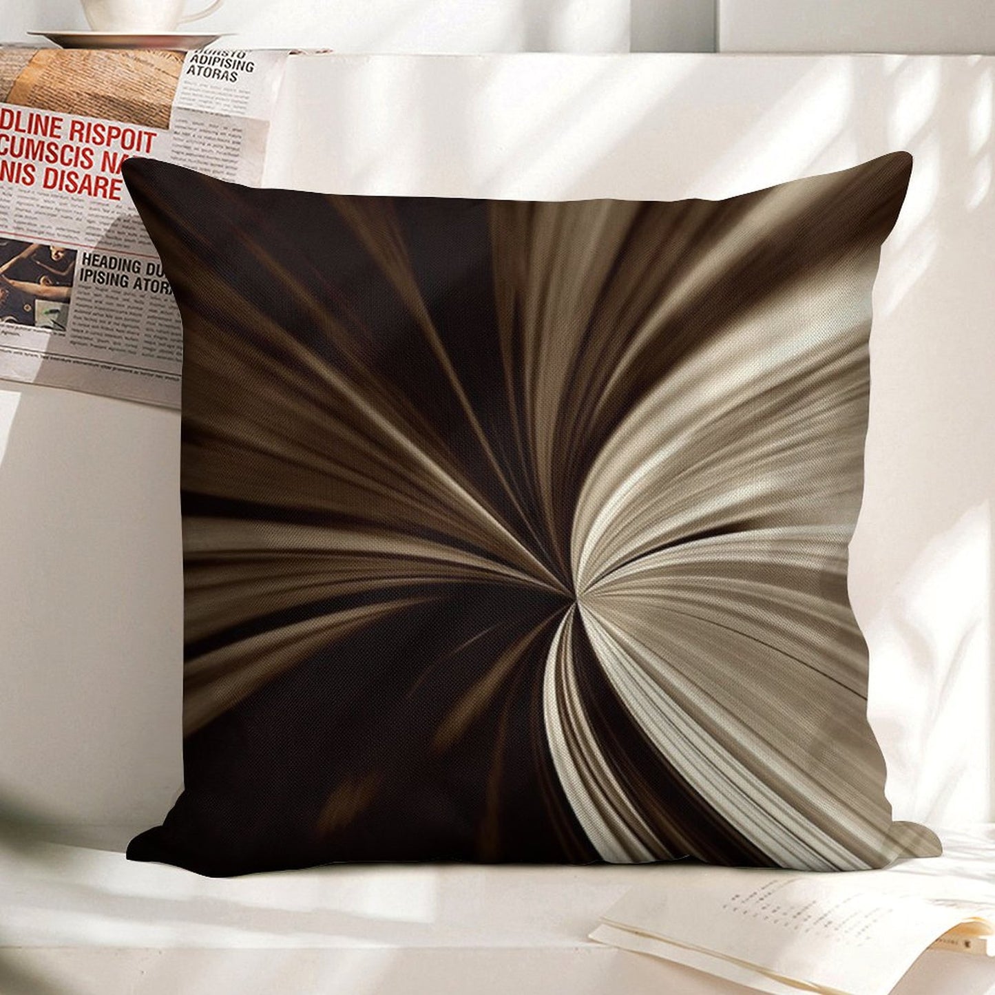 Milk Chocolate Swirl Abstract Print Pillow Linen Throw Pillow Cover