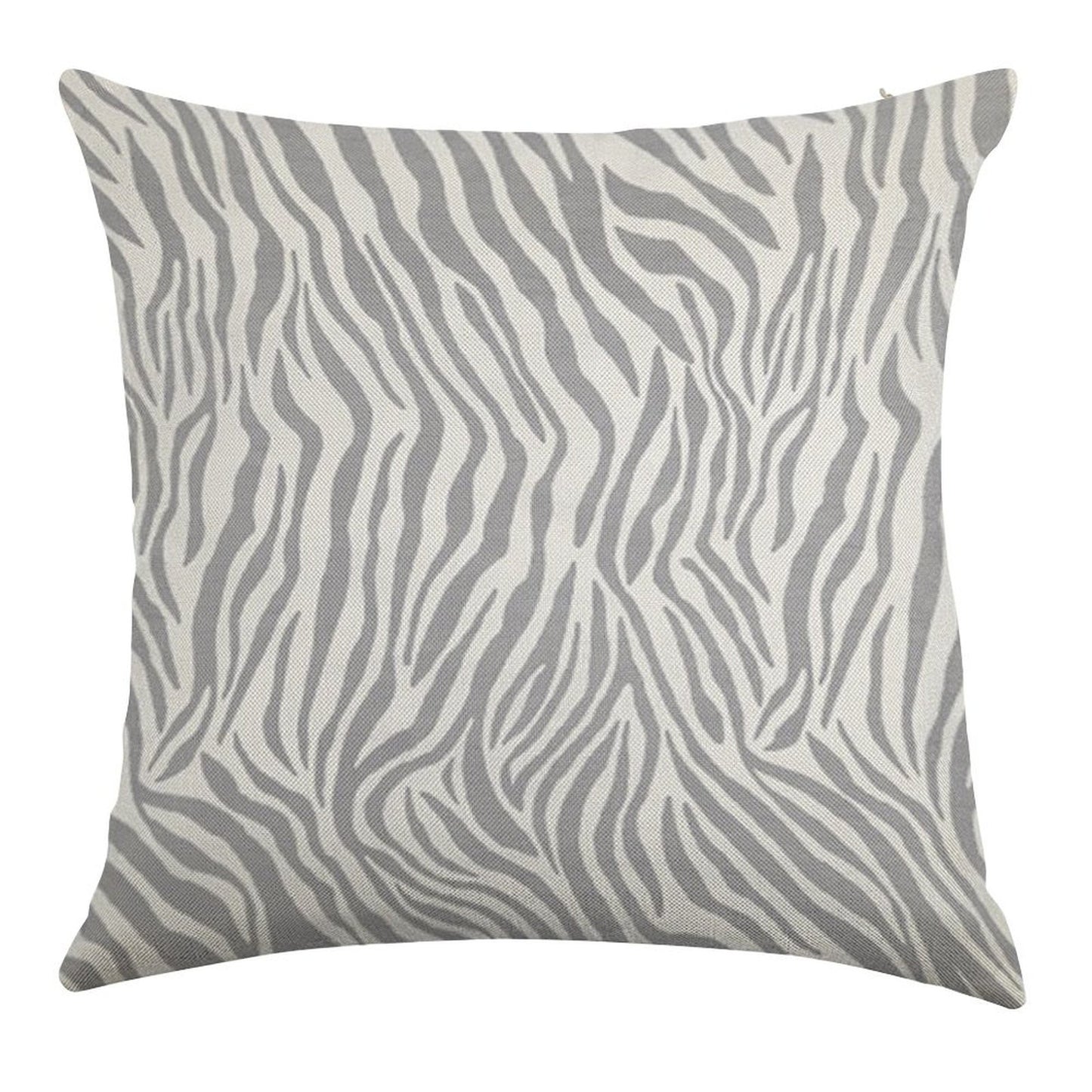 Stylish Grey Zebra Print Linen Throw Pillow Cover
