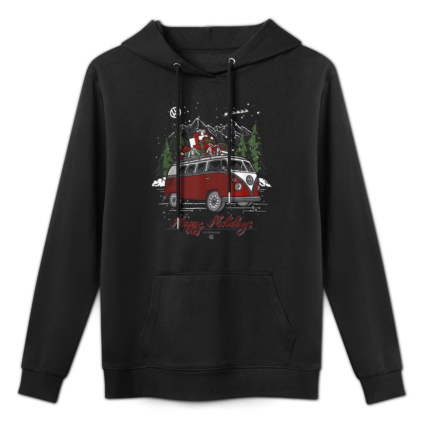 Volkswagen Mens Christmas Camper, Black, Small Moisture-Wicking Hoodie