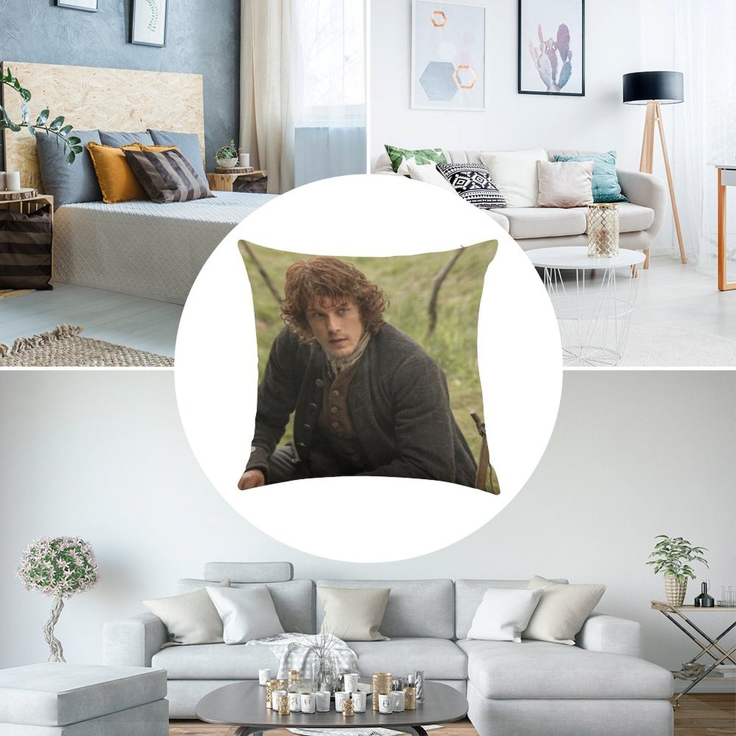 Jamie Fraser - Outlander Linen Throw Pillow Cover