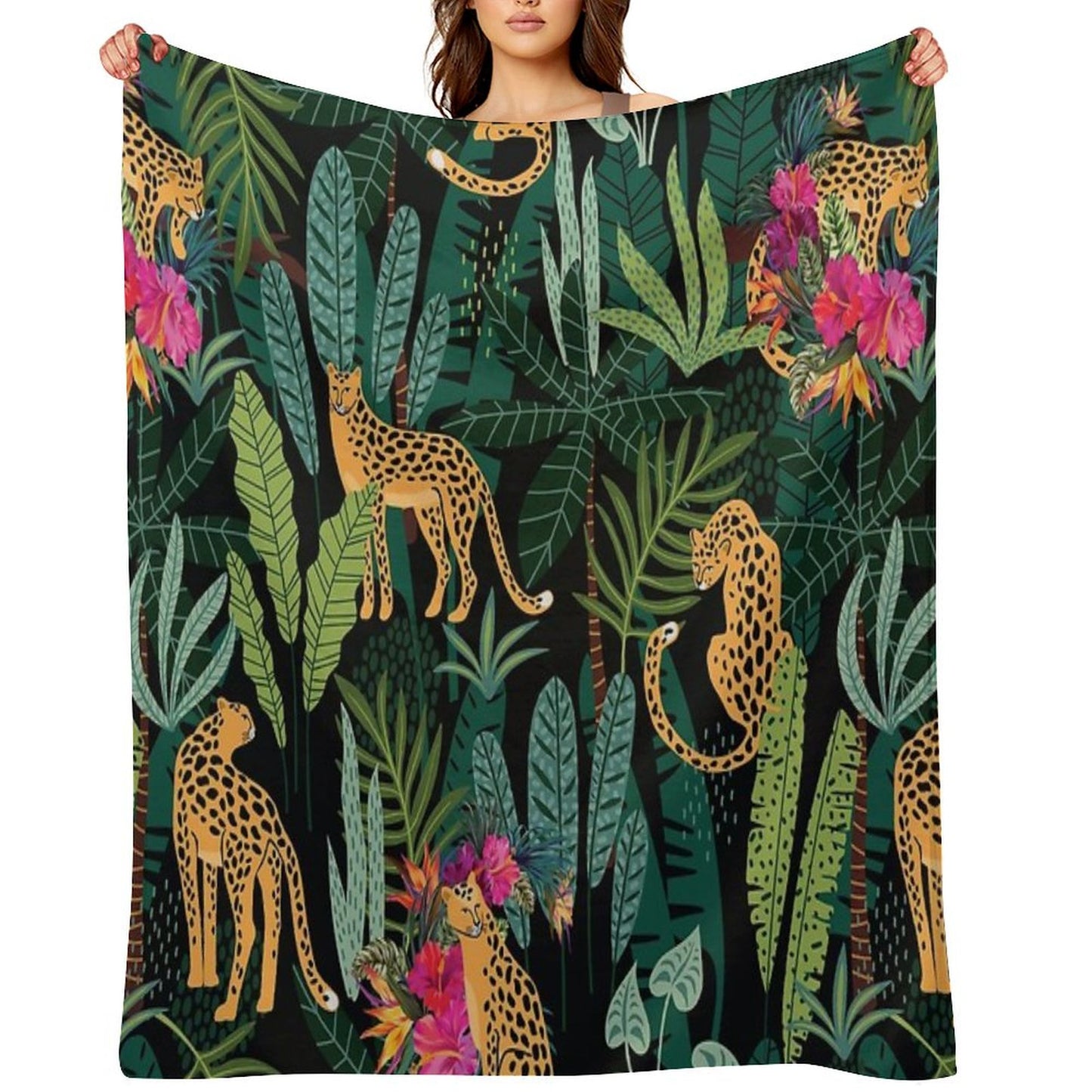 Tropical Cheetah Print Throw Blanket