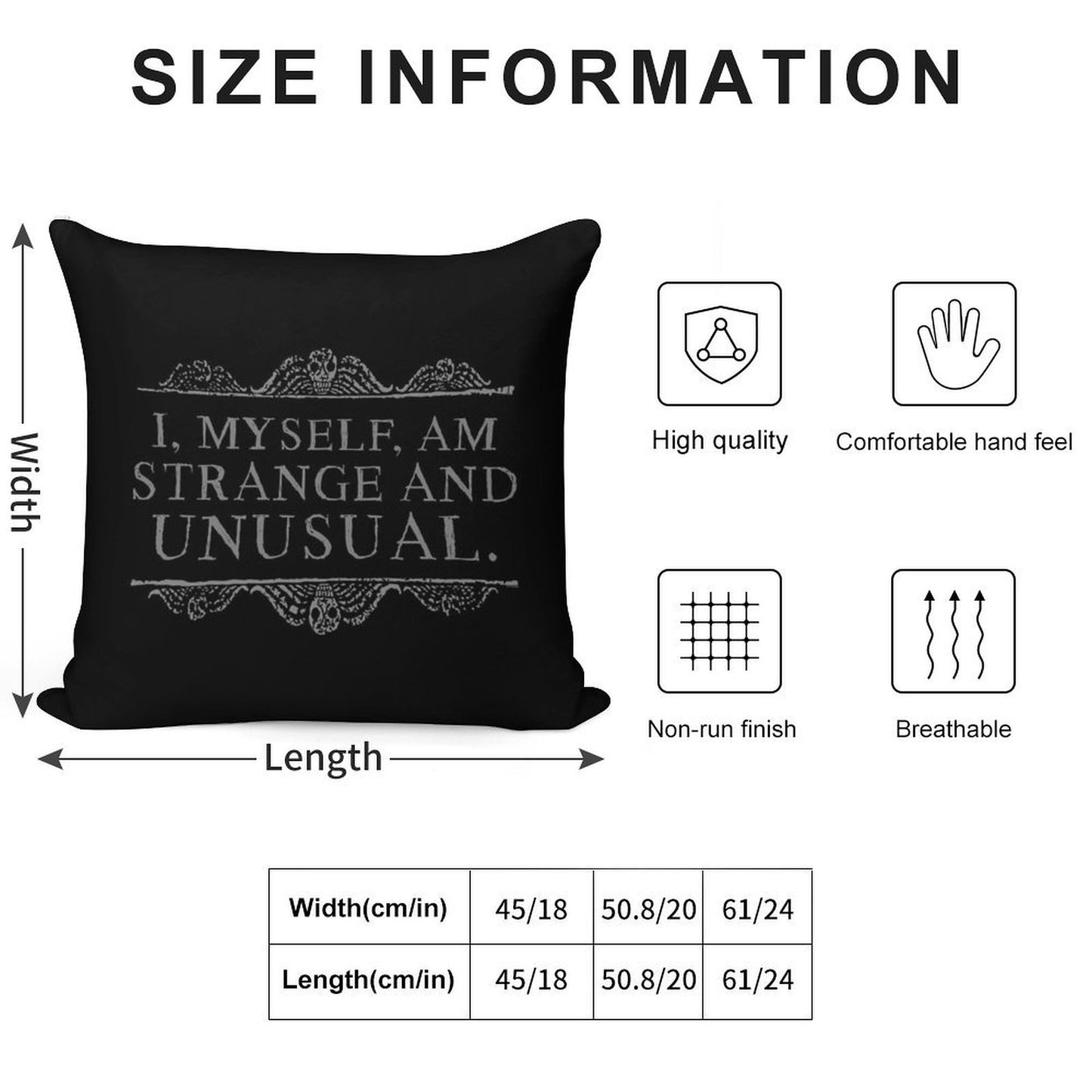 I, Myself, Am Strange And Unusual. Soft Hidden Zipper Throw Pillow