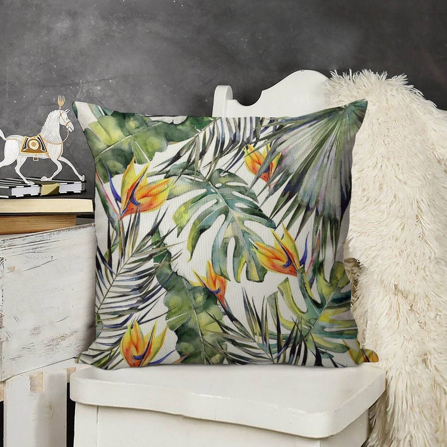 TROPICAL GARDEN Linen Throw Pillow Cover
