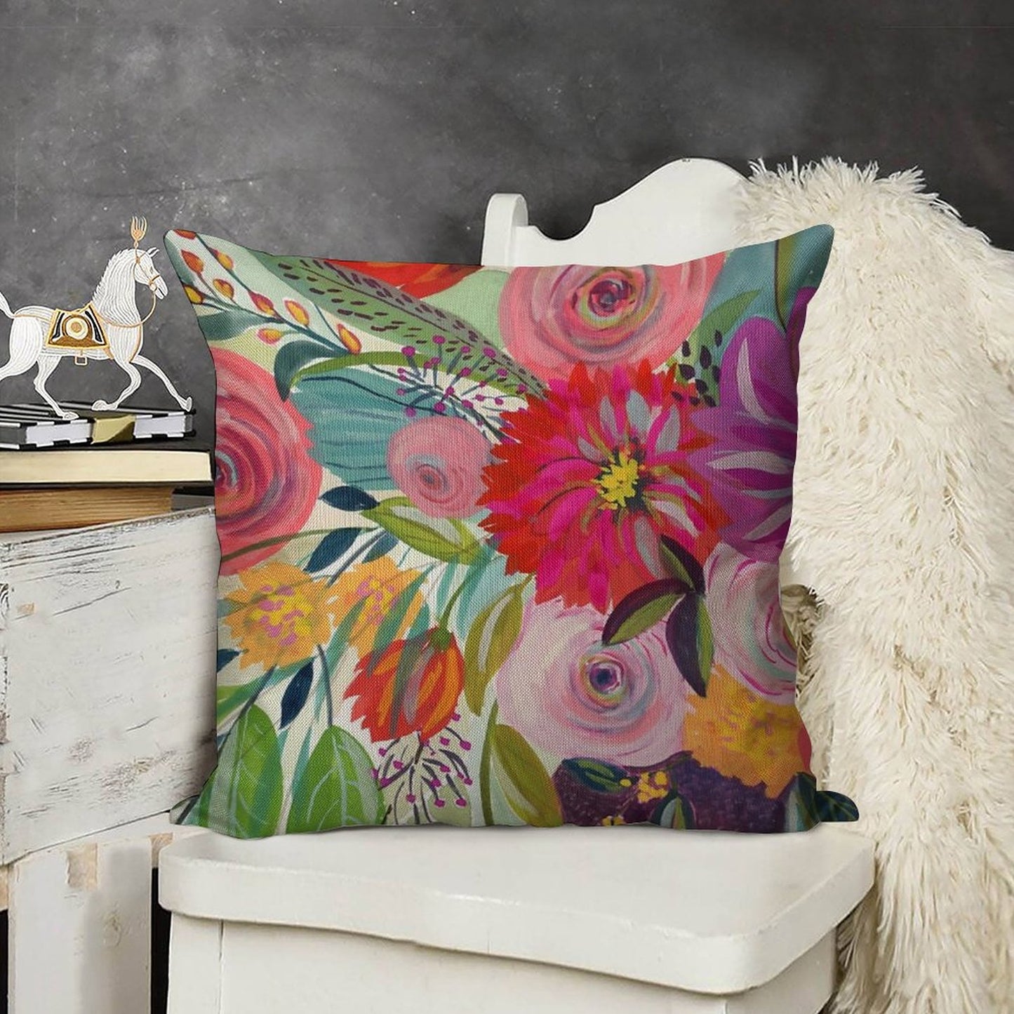 Hope Blooms Linen Throw Pillow Cover
