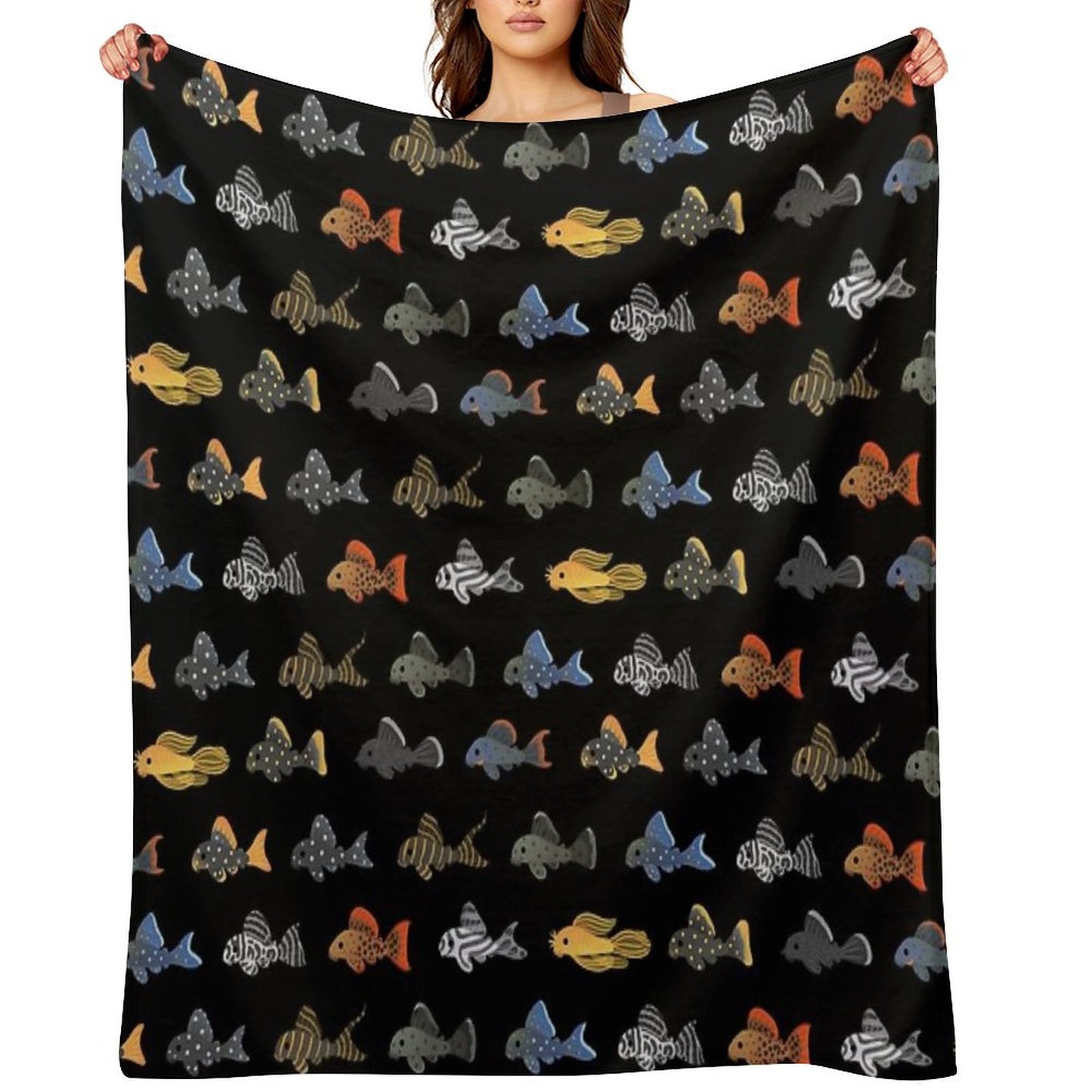 Pleco! - Black Throw Blanket