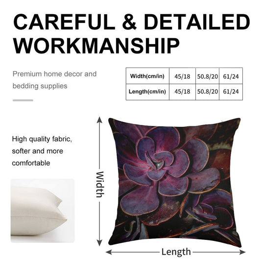 Velvet Aubergine Cactus Linen Throw Pillow Cover