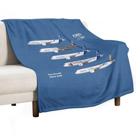 Airbus A350 Test Aircraft Fleet Illustration Throw Blanket