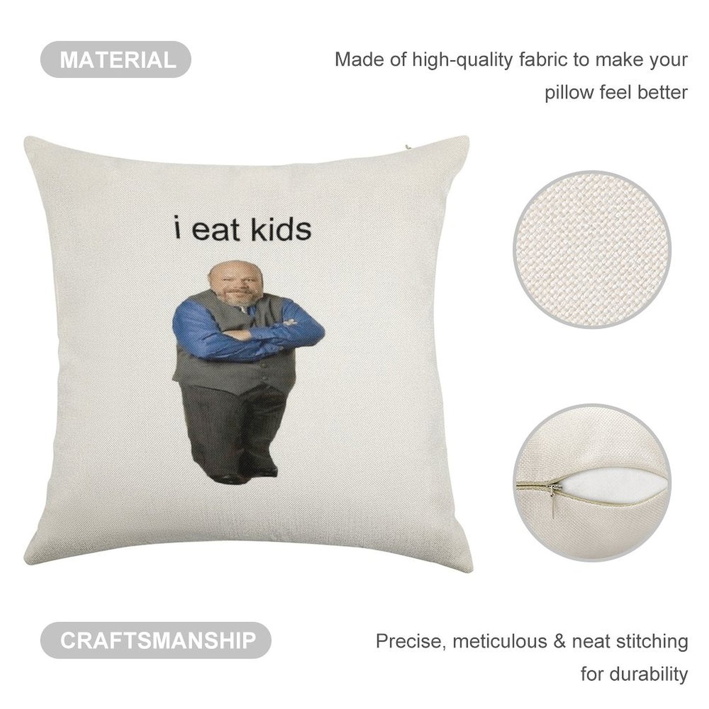 Bertram Eats Kids Linen Throw Pillow Cover