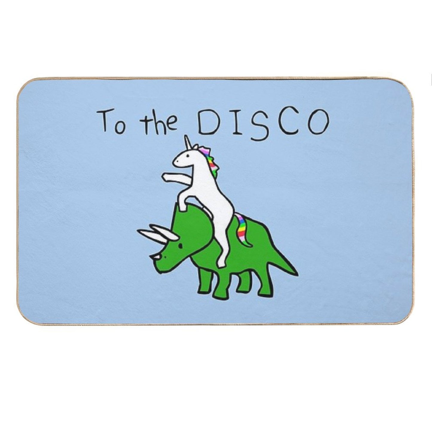 To The Disco (Unicorn Riding Triceratops) Bath Mat