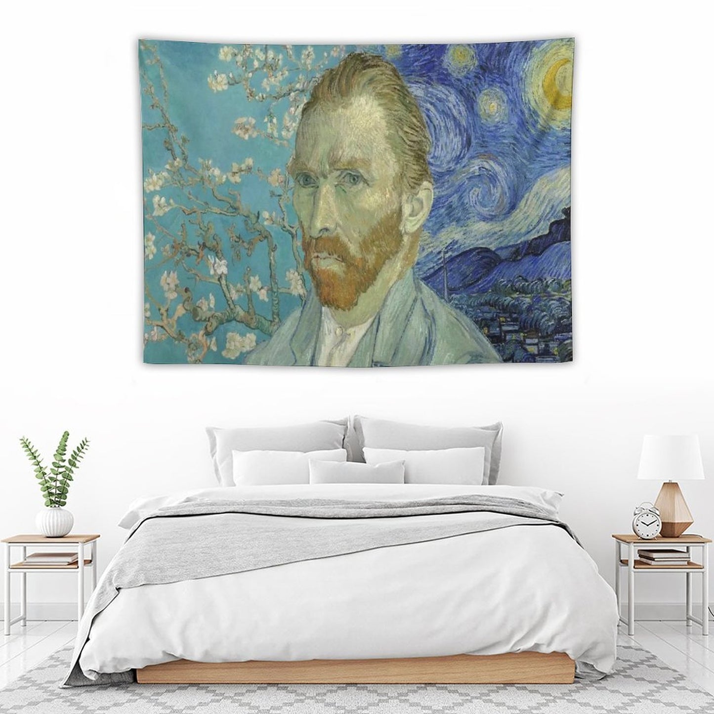 Van Gogh with Stary Night & Almond Blossoms Tapestry