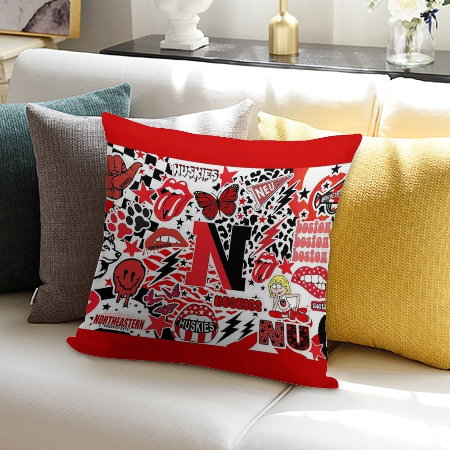 Northeastern Collage Soft Warmth Comfort Throw Pillow