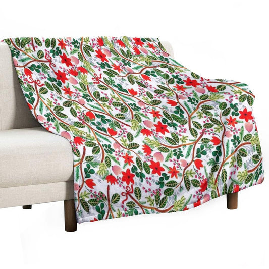 Christmas Floral Pattern Throw Blanket
