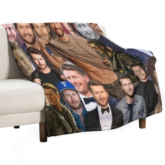 Glen Powell Colllage Throw Blanket