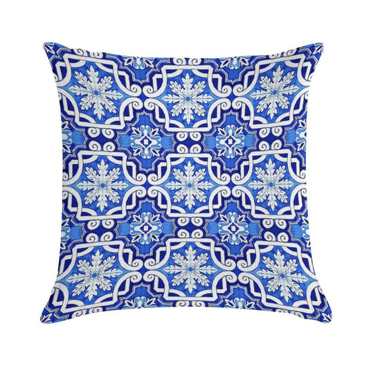 Azulejo Portuguese Tile Watercolor Artwork 16 Soft Decorative Cover Throw Pillow