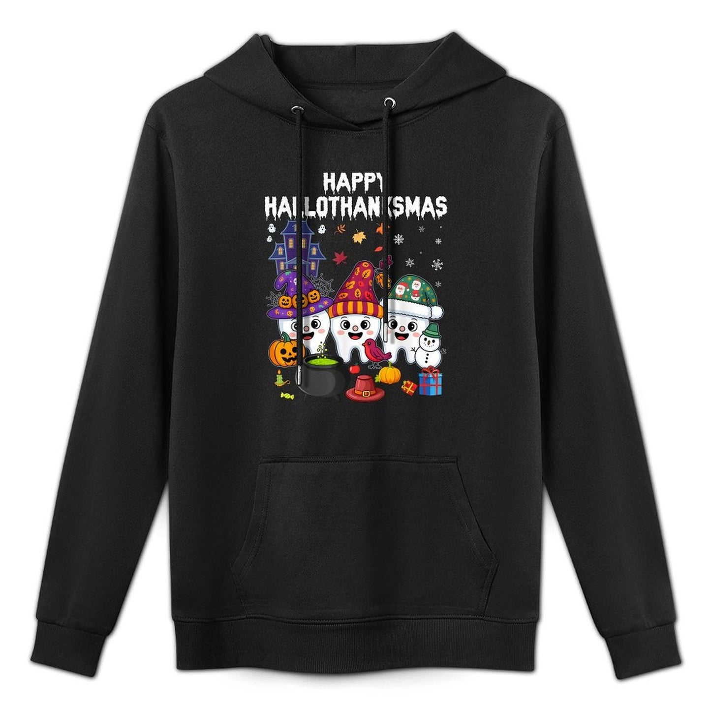 Happy Hallothanksmas Dental Halloween Thanksgiving Christmas Moisture-Wicking Hoodie