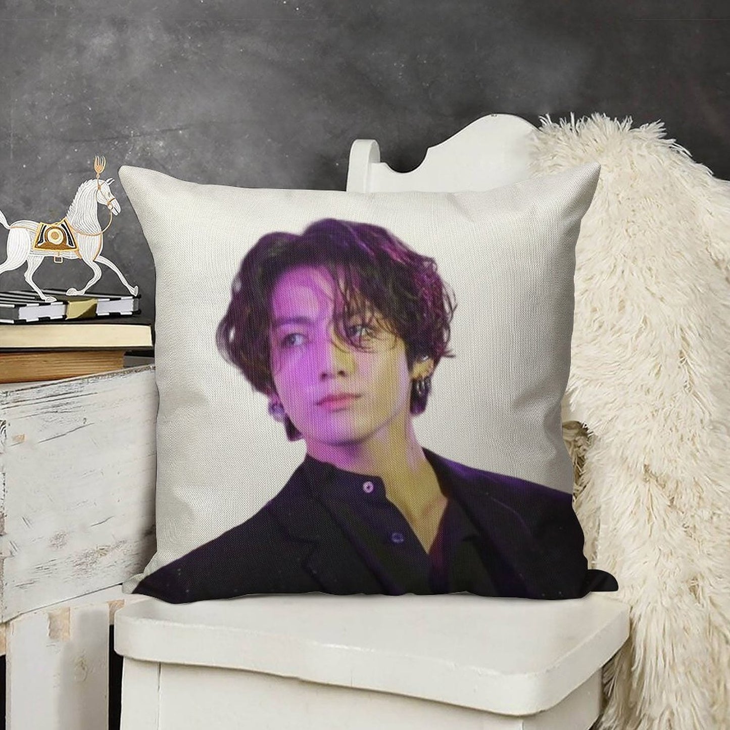 Long Hair JK Linen Throw Pillow Cover