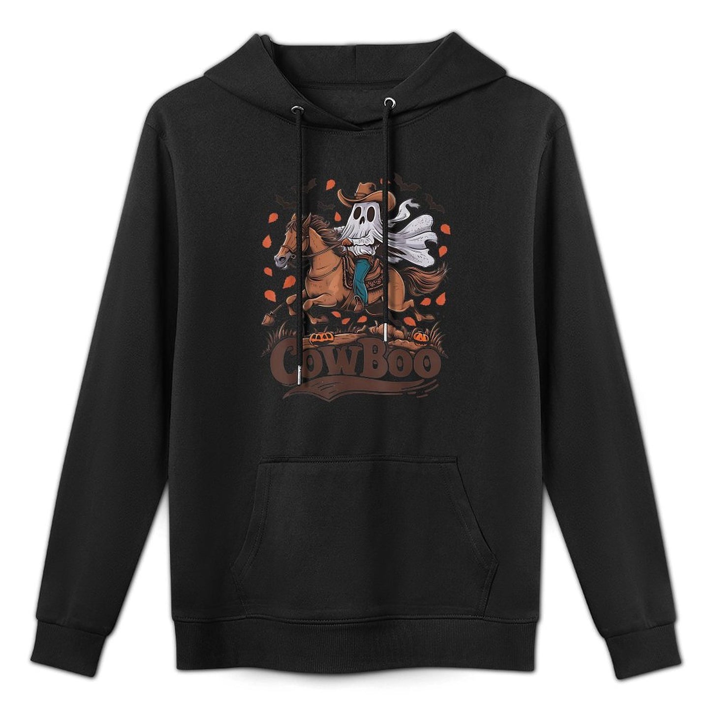 Fun Cowboo Ghost Riding Horse Western Cowboy Ghost Halloween Layering Staple Hoodie