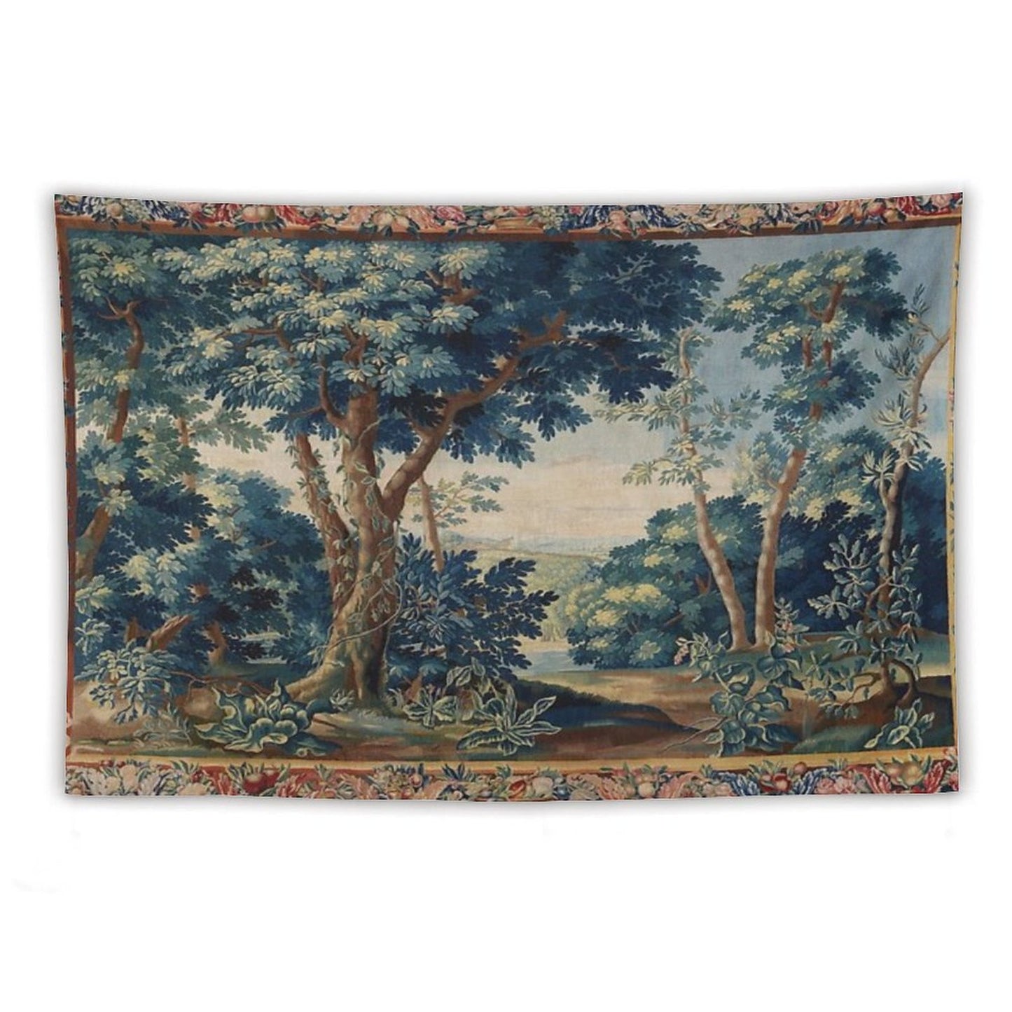GREENERY, TREES IN WOODLAND LANDSCAPE Antique Flemish Tapestry Tapestry