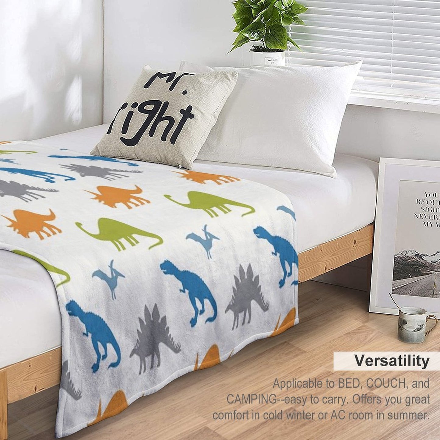 Primary Dinosaurs Throw Blanket