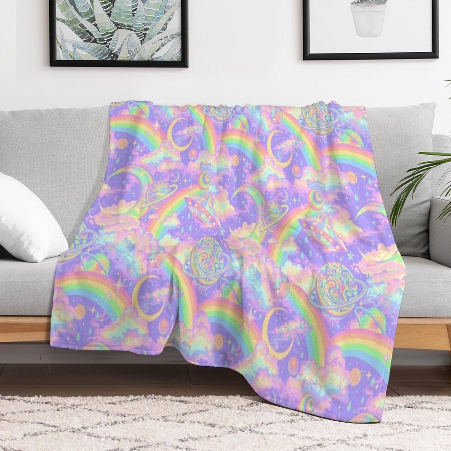 Psychedelic Space Throw Blanket