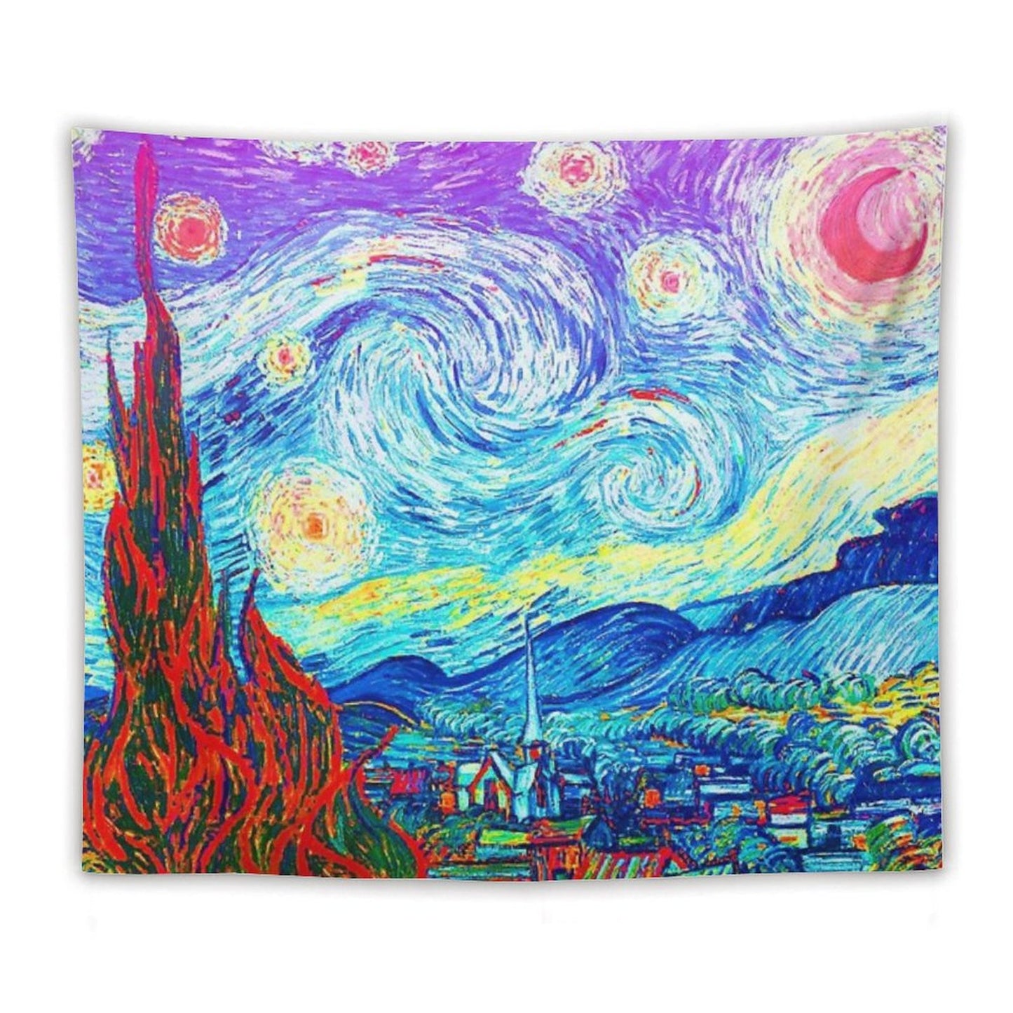 Psychedelic Colorful Starry Night Abstract Van Gogh Tapestry