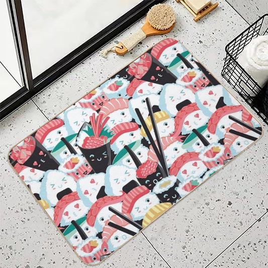 Kawaii Sushi Crowd Bath Mat
