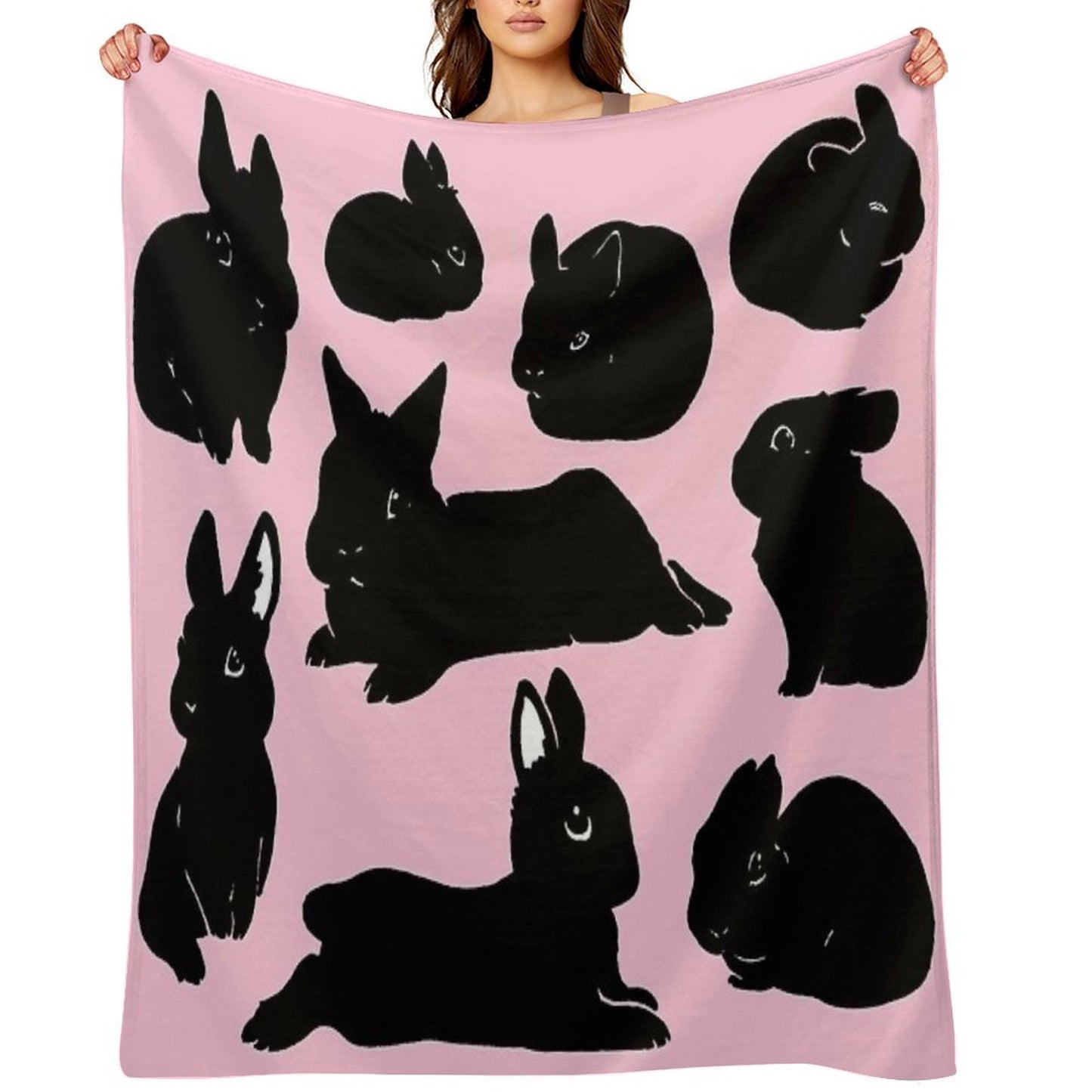 Black Bunny Collection Throw Blanket