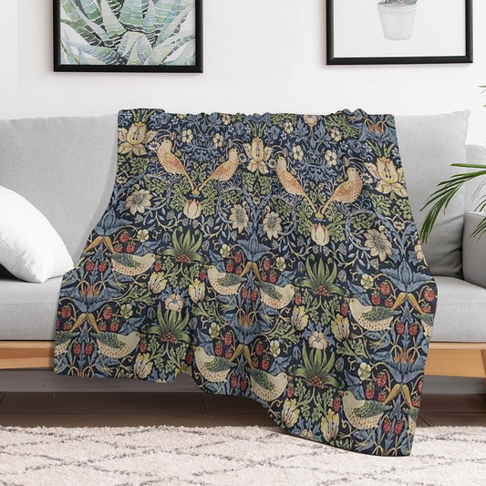 William Morris Strawberry Thief Pattern Throw Blanket