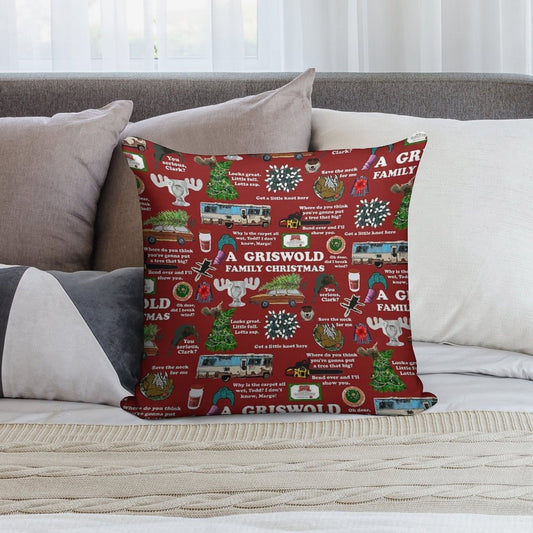 Christmas Vacation Collage Soft Luxury Feel Throw Pillow