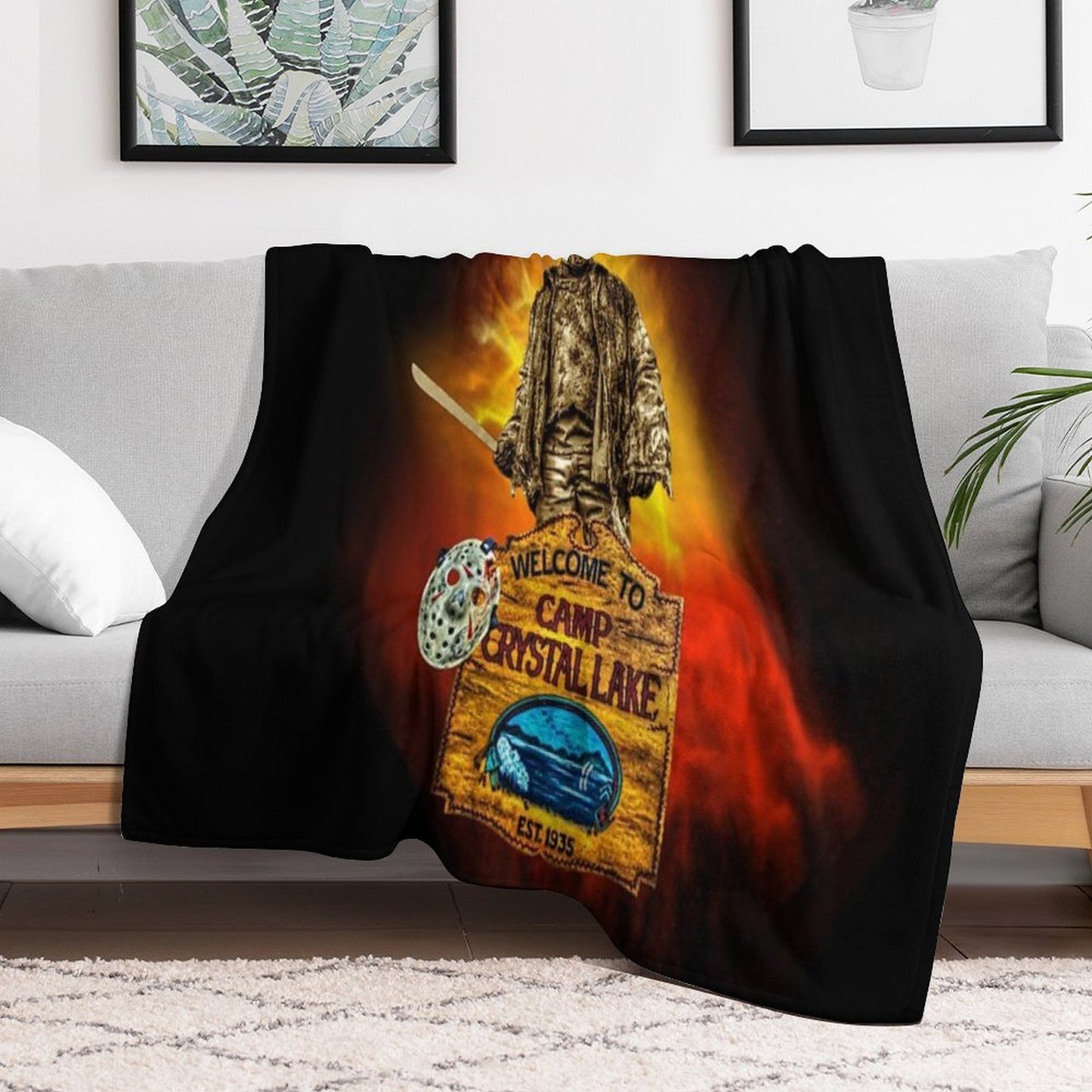Jason Voorhees Friday The 13th Fan Art Throw Blanket