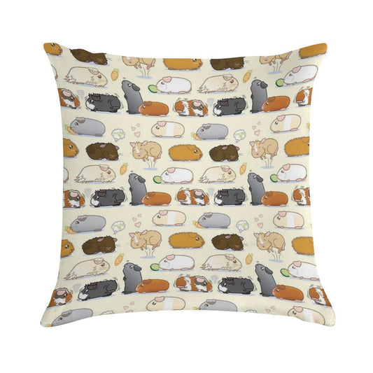 Guinea Pig Parade Soft Shrink-Resistant Throw Pillow