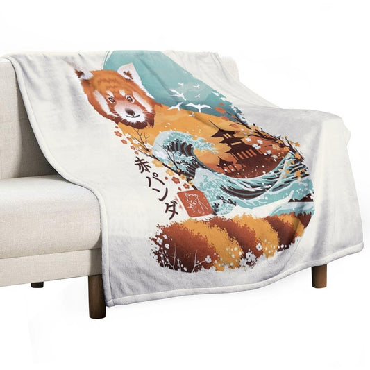 Ukiyo E Red Panda Throw Blanket