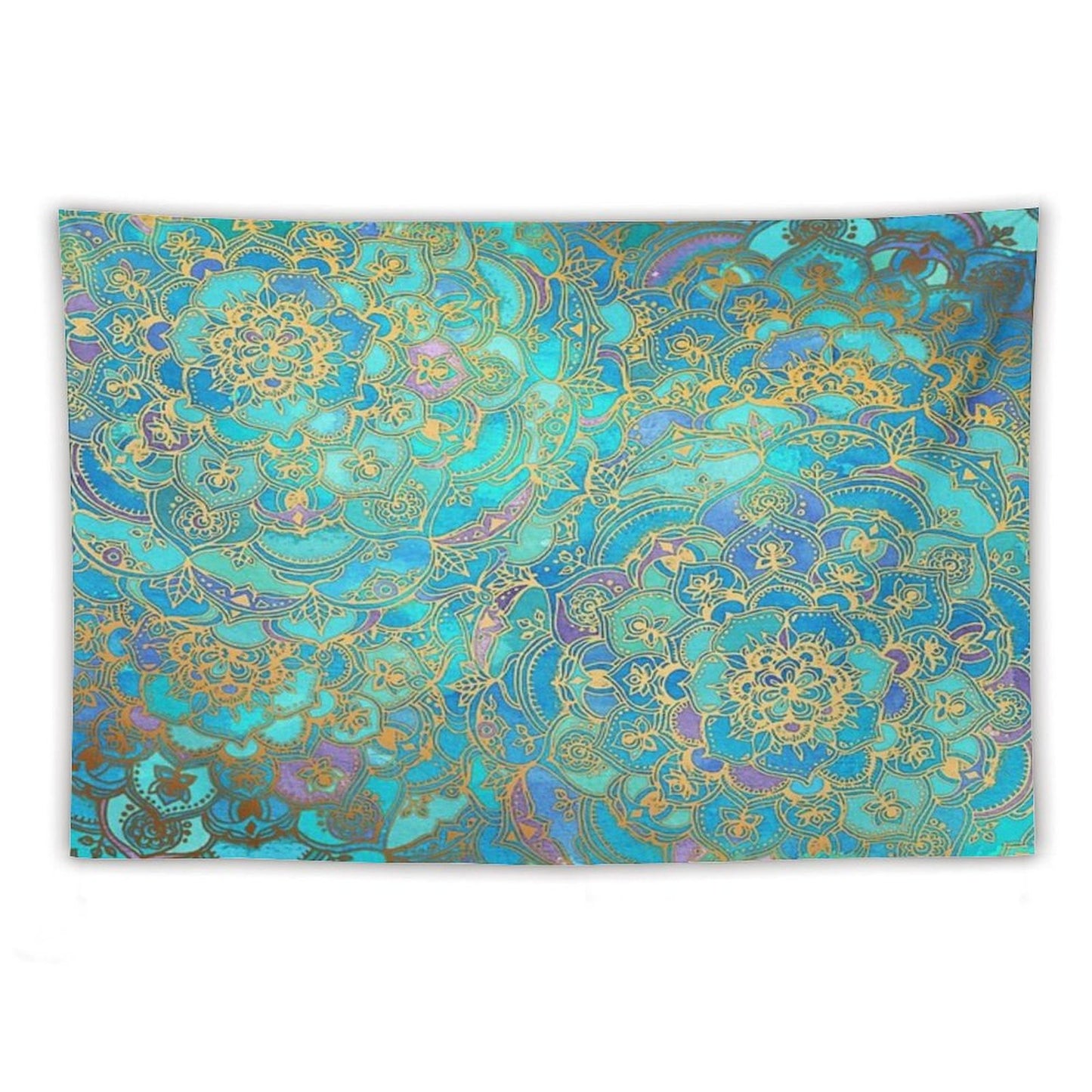 Sapphire & Jade Stained Glass Mandalas Tapestry